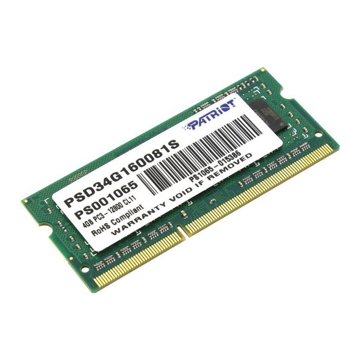 Память DDR3 4Gb 1600MHz Patriot PSD34G160081S RTL PC3-12800 CL11 SO-DIMM 204-pin - фото 51365330