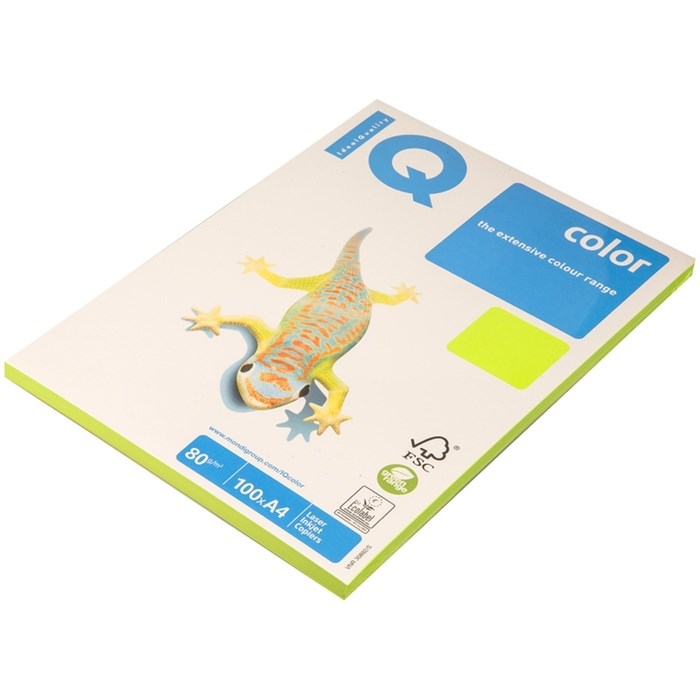 Бумага цветная А4 100 л, IQ COLOR Neon, 80 г/м2, зеленый неон, NEOGN - фото 51384861